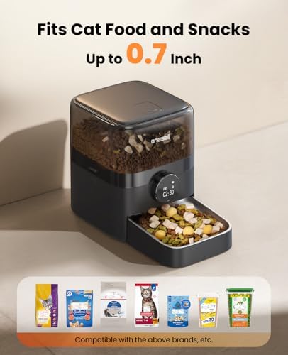 oneisall Automatic Cat Feeder for Large Kibble and Snacks, 12 Cups/3L Timed Pet Feeder for Cats Indoor, Programmable Dry Food Dispenser (Black) - Image 3