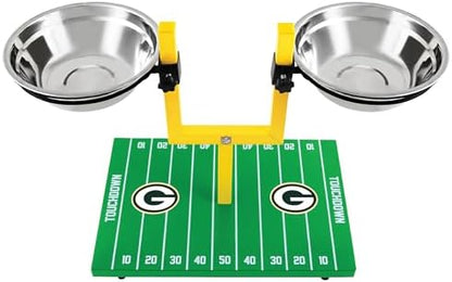 NFL Green Bay Packers Goalpost Football Field Dog Feeder – Adjustable Elevated Dog Bowls with Stand, 2 Stainless Steel Bowls, Non-Slip Rubber Feet, Raised Pet Feeder for Large & Small Dogs, Cats. - Image 5
