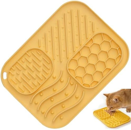 Lick Mat for Cat & Puppy, Premium Silicone Slow‑Feeder Bowl, BPA‑Free, Food‑Grade, Suction‑Cup Design for Dry & Wet Food – Anxiety & Boredom Relief, Dishwasher & Freezer Safe, Yellow by Unknown