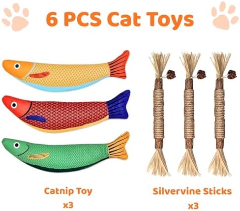 6 Pack Catnip Toys for Indoor Cats, Interactive Cat Toys with Catnip, Chew Kicker, Cat Chew Toy for Adult Cats & Kitten - Image 2