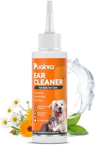 PUAINTA Dog Ear Cleaner Solution - Alcohol-Free Ear Wash with Quantum Silver & Witch Hazel - Soothes Itch, Removes Wax & Odor - Gentle Daily Flush for Dogs & Cats (8 oz) by PUAINTA