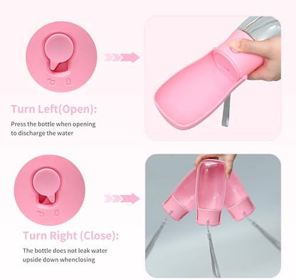 Portable Dog Water Bottle 10oz Pink - Image 4