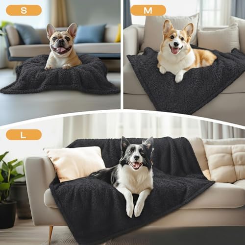 1 Pack 3 Calming Blankets Fluffy Premium Fleece Pet Blanket Soft Sherpa Throw for Dog Puppy Cat Black Small (23”x16'') - Image 3