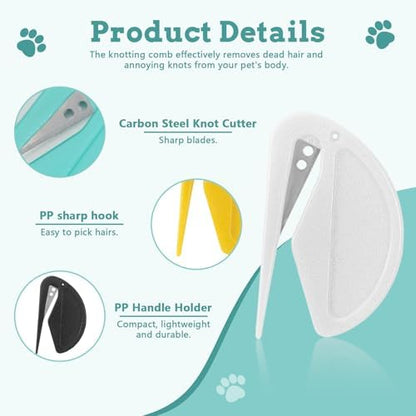 5 Pieces Colorful Pet Knotting Comb Set, Small Plastic Cat Hair Removal Tool, Multifunctional Dematting Comb for Dogs Grooming Removing Loose Tangled Supplies (5) - Image 4
