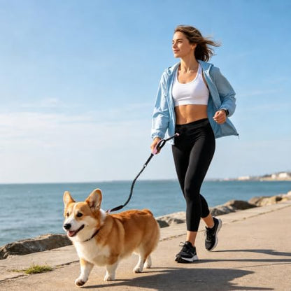 Hands Free Dog Leash, Adjustable Waist Belt 27-51", 2 Reflective Padded Handles, Comfortable Shock Absorbing Bungee, for Small Medium Large Dogs, Walking Jogging Running - Image 3