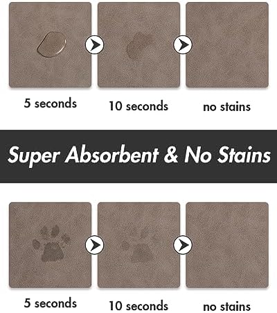 MontVoo Absorbent Dog Food Mat-Dog Mat for Food and Water Bowl | Quick Dry Pet Dish Mat, No Stains & Easy Clean Cat Rug for Messy Drinkers Cat Accessories Pet Supplies, 16"x24", Brown - Image 2