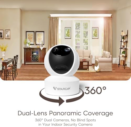 VSTARCAM Dual Lens Indoor Security Camera, 2K QHD with 10X Zomm, 360° Pan-Tilt 2.4GHz with Color Night Vision, Motion Detection, Real-time Alerts, 2-Way Audio, Cloud & SD Card Storage(up to 256GB) - Image 5