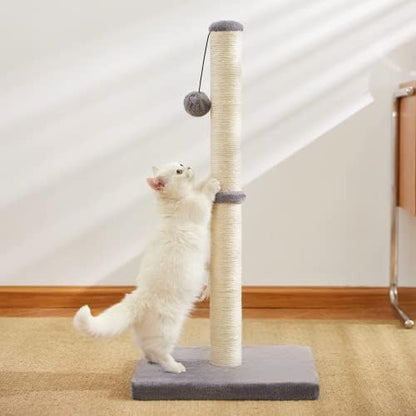 MeowHomm 32'' Tall Cat Scratching Post Cat Scratcher with Hanging Ball, Durable Cat Scratching Post for Indoor with Sisal Rope (Gray) - Image 6