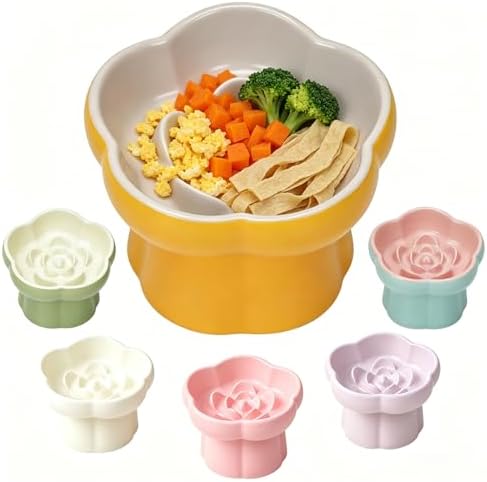Ceramic Raised Slow Feeder Cat Bowl,Cat Slow Feeder, by koieam