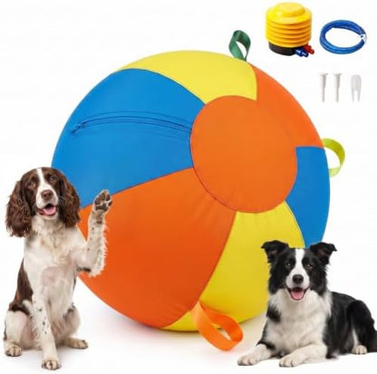 18'' Heavy Duty Herding Ball for Dogs with Handles, Inflatable Training Toy by Unknown