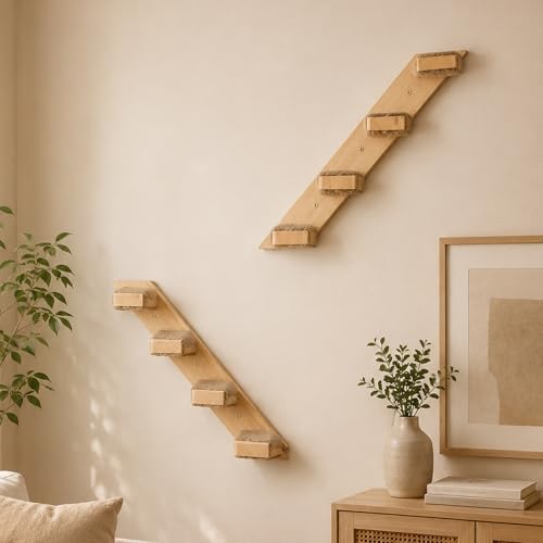Cat Climbing Stair Shelf, Wall Mounted Reversible Ladder 2PCS 4 Steps - Image 6