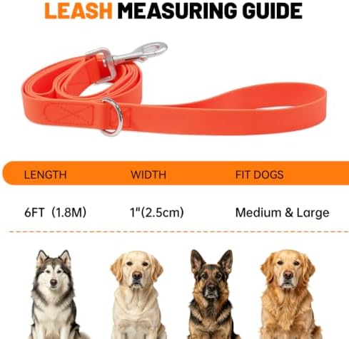 Waterproof Dog Leash with Double Handle, 6 FT Durable Odor-Proof Dog Leashes with Strong Aviation Aluminum Hooks Fits Small Medium or Large Dogs - Image 4
