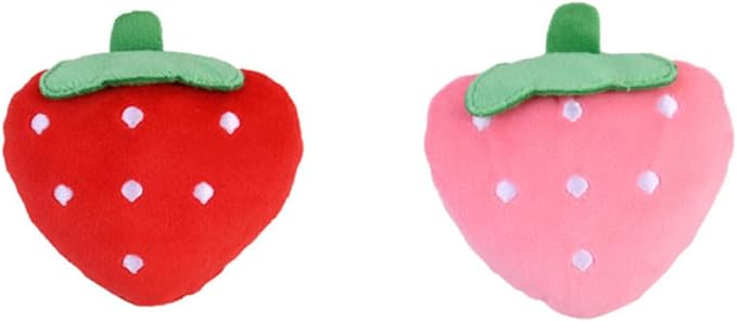 YXQ 2PCS Strawberry Dog Toy Pet Interactive Chew Toy Big Red and Pink Pet Plush for Dog Teething and Playing and Chewing