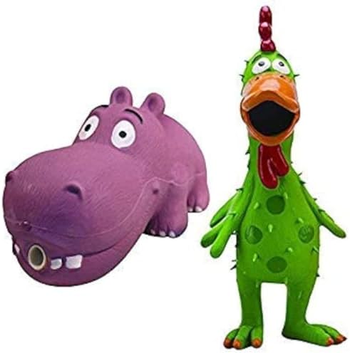 Multipet Latex Chicken Globken Dog Toy Assorted Size:Chiken and Hippo by Multipet