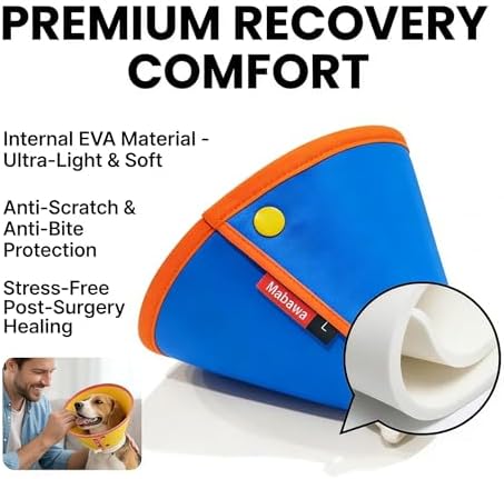 Soft Dog Cone Collar Alternative, Adjustable Pet Recovery Collar After Surgery, Lightweight EVA Foam E-Collar for Dogs & Cats, Water-Repellent Cone to Prevent Licking Wounds (Blue, M+) - Image 6