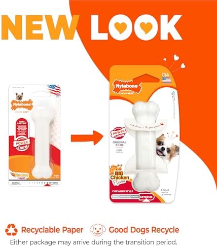 Nylabone Power Chew Classic Bone Chew Toy for Dogs, Durable Dog Toys for Aggressive Chewers, Chicken Flavor, X-Small/Petite - Up to 15 lbs. (1 Count) - Image 3