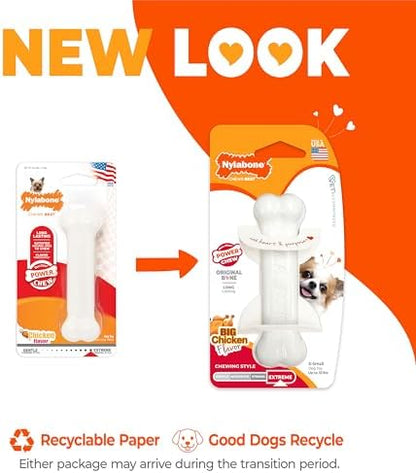 Nylabone Power Chew Classic Bone Chew Toy for Dogs, Durable Dog Toys for Aggressive Chewers, Chicken Flavor, X-Small/Petite - Up to 15 lbs. (1 Count) - Image 3