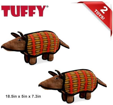 TUFFY - World's Tuffest Soft Dog Toy - Desert - Multiple Layers. Made Durable, Strong & Tough. Interactive Play (Tug, Toss & Fetch). Machine Washable & Floats (Armadillo, Large 2 Pack)