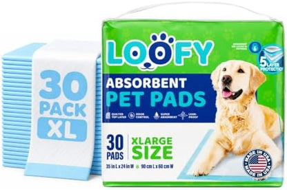 Loofy Pee Pads for Dogs, Training Pads for Dogs, Dog Training Pads, X-Large 35x24, 30 Count, Leak-Proof, Quick-Dry, Super Absorbent Puppy Potty Pads by CristalProducts
