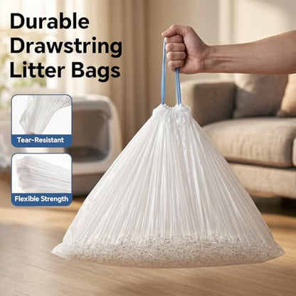 Litter Bags for Automatic Cat Litter Box, Replacement Self-Cleaning Cat Litter Box Liners, 4 Rolls Drawstring Trash Bags, Cat Litter Bags of 22×11 Inches（80 Counts/4 Packs） - Image 5