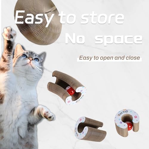 2PCS Kitty Curls Cat Toys Foldable Accordion Honeycomb Cat Scratching Board Toy with Ball - for Indoor Cats & Kittens, Twisty Paws cat Toy(2pcs) - Image 6