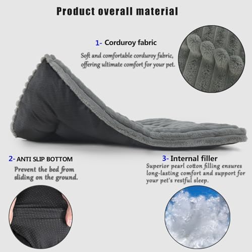 Dog Beds Crate Pad for Medium to Large Dogs Ultra Soft Dog Mat for Crate or Cage 36 Inch Washable and Anti-Slip Fluffy Flat Kennel Pad for Pets Cozy Sleeping Mattress Cushion,35" x 23",Grey - Image 5