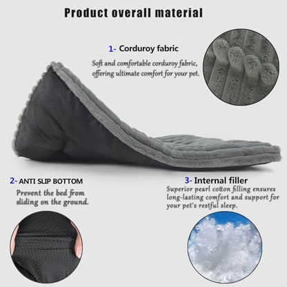 Dog Beds Crate Pad for Medium to Large Dogs Ultra Soft Dog Mat for Crate or Cage 36 Inch Washable and Anti-Slip Fluffy Flat Kennel Pad for Pets Cozy Sleeping Mattress Cushion,35" x 23",Grey - Image 5