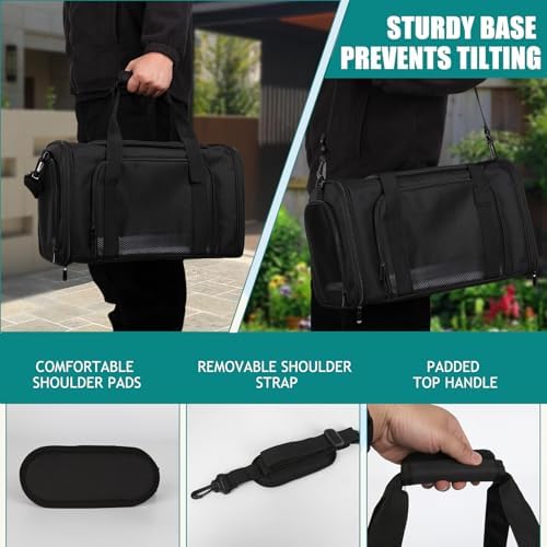 Top tasta Dog Cat Carrier Pet Carriers for Small Medium Large Cats Dogs Carrier Soft Sided Small Puppy Dog Carrier Portable Foldable Airline Approved Dog Cat Travel Carrier Black Medium - Image 6