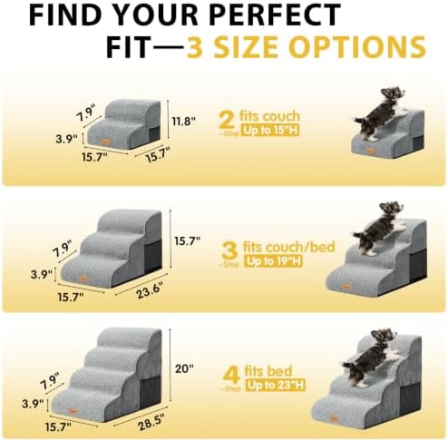 Dog Stairs for Small Dogs, 3-Step Non-Slip Foam Pet Steps for Couch Bed - Image 2