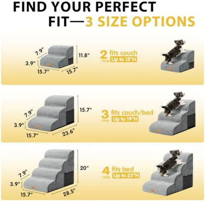 Dog Stairs for Small Dogs, 3-Step Non-Slip Foam Pet Steps for Couch Bed - Image 2