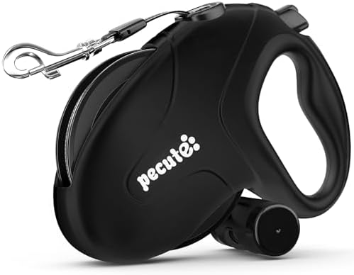 Pecute 32ft Retractable Dog Leash with Reflective Strips, 360° Tangle-Free, One-Button Control & Sturdiness Nylon Material, Long Leash Retractable with Poop Bag Holder for Medium Large Dog by pecute