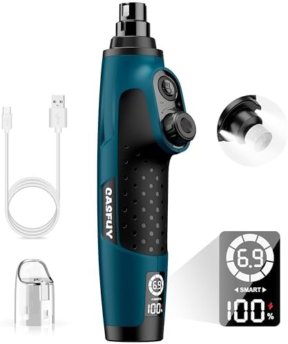 Casfuy Smart 6-Speed Dog Nail Grinder - 50% More Power Pet Nail Grinder with 2 LED Lights Quiet Rechargeable Electric Dog Nail Trimmers File Toenail Grinder for Large Medium Small Dogs & Cats (DB) by casfuy