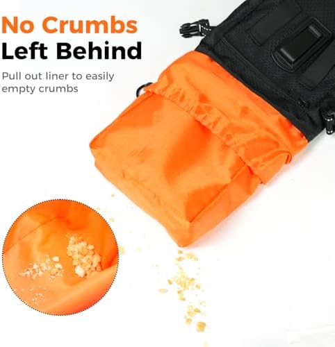 Aosbos Dog Treat Pouch with Built-in Poop Bag Dispenser & Easy-Clean Liner - Dog Training Treat Bag with Reflective Strap & Belt Clip, Black Orange - Image 6