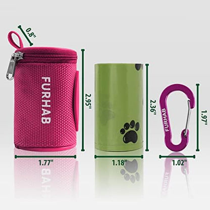 FURHAB Dog Poop Bag Holder for Leash with Carabiner Clip Soft Fabric - Image 6