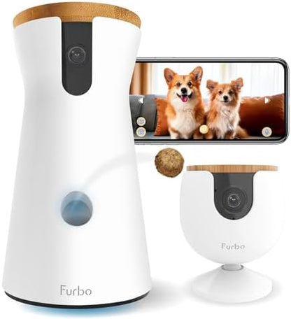 Furbo 360° Dog Camera + Mini [New Subscription Required at Setup] 2-Camera Bundle Nanny Subscription: Dog Safety & Home Security Alerts, Pet Camera with Speaker, Phone App & Night Vision by FurboPetCamera