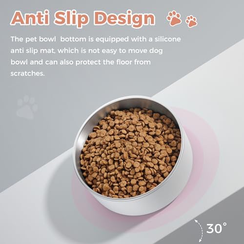 WENBOKMIN Dog Bowl, Stainless Steel Food and Water Bowl, 40oz, White | Non Slip Quiet Bottom, Easy to Clean, Dishwasher Safe - Image 6