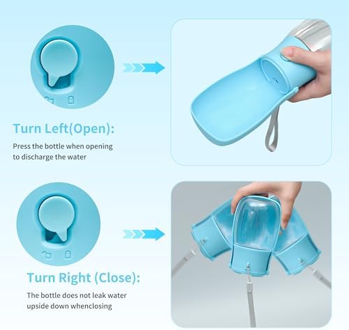 Portable Dog Water Bottle 10oz Blue - Image 4