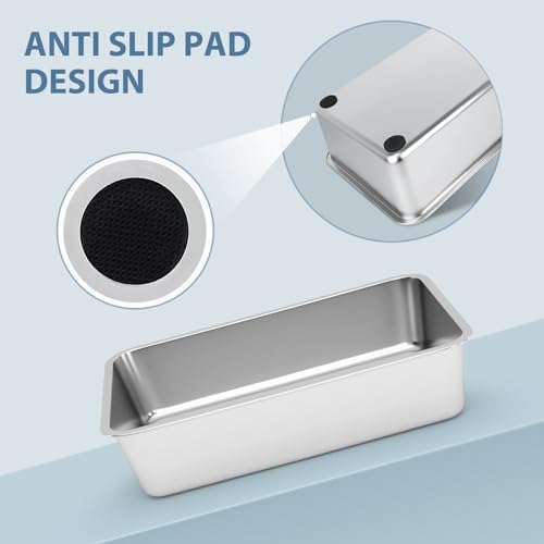 WENBOKMIN Stainless Steel Cat Litter Box - (17.7" L x 13.5" W x 4" H) | Non Slip, Easy to Clean, Never Absorbs Odor, Stains, or Rusts - Image 4