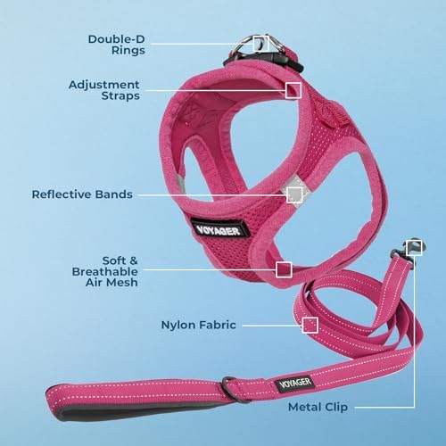Best Pet Supplies Voyager Step-in Air All Weather Mesh Harness and Reflective Dog 5ft Leash Combo with Neoprene Handle, for Small, Medium and Large Breed Puppies - Fuchsia, Medium - Image 4