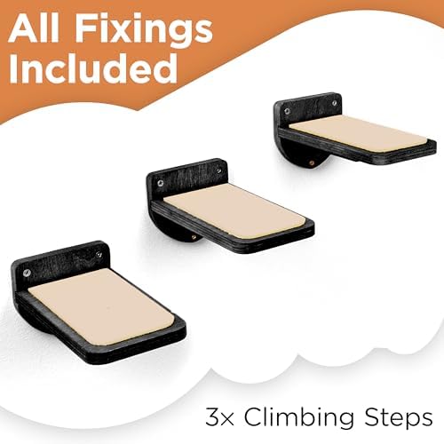 INICIO Cat Wall Steps, Set of 3, Black - Image 3
