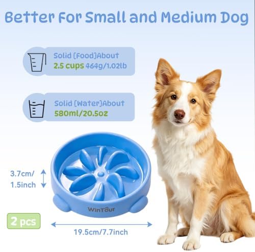WinTour 2 Pack Slow Feeder Dog Bowls, BPA Free, Medium & Small Dog Bowls - Image 3