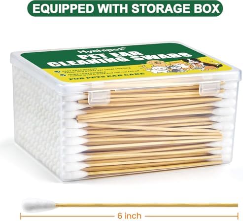 200PCS Long Cotton Swabs in Storage Box,6 Inch Long Cotton Swab with Bamboo Handle for Dogs and Cats - Lint Free,Gentle and Soft Cotton,Ear Swabs Specially Designed for Dogs Ear Cleaning - Image 3