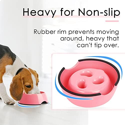 SUPERDESIGN Slow Feeder Dog Bowl 1/2 Cup for Small Medium Breed - Anti-Gulping Healthy Eating Interactive Bloat Stop Alternative Non-Slip Puzzle Cat Food Bowl, Rose Red - Image 5