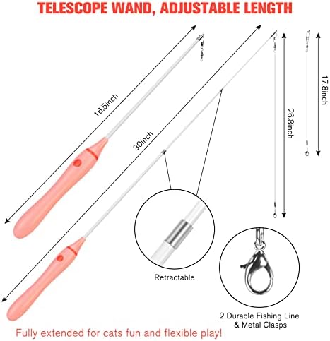 BEBOBLY 3-in-1 Retractable Cat Wand Toy for Indoor Cats - Image 2