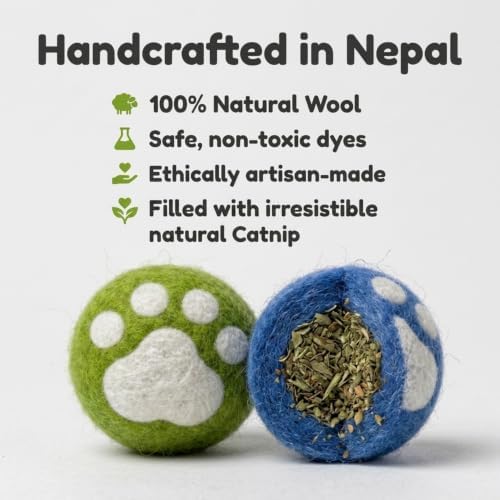 Glaciart One Catnip Wool Balls for Cats 5 Pack, Felt Cat Toys - Image 4