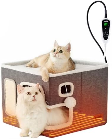 ZOMISIA Heated Cat House Bed for Indoor Cats, Cat Hideway Cube for Sleeping by Zomisia