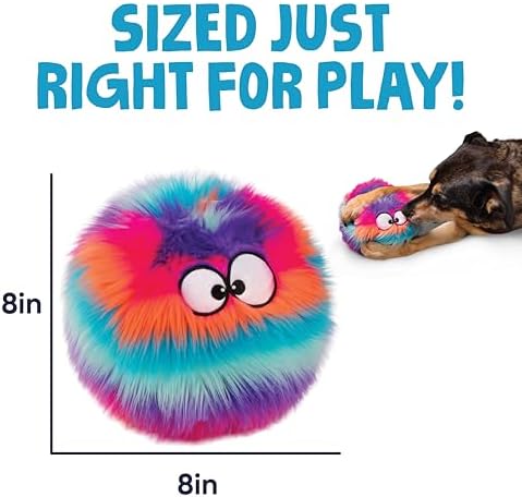 goDog Furballz Squeaky Plush Ball Dog Toy, Chew Guard Technology - Cool Rainbow, Large - Image 5
