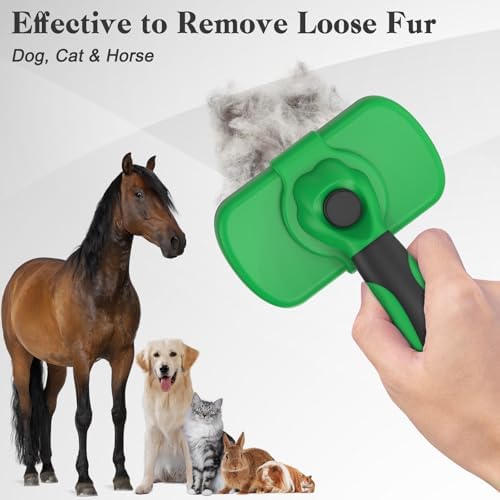 Dipoo Self Cleaning Deshedding Brush for Dogs & Cats - Skin Friendly Grooming Tool with Hair Removal for Haired Pets, Green - Image 6