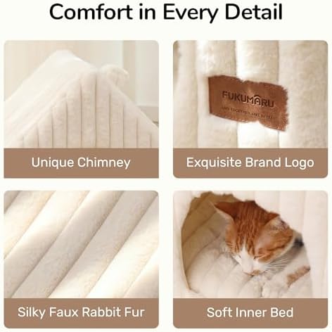 FUKUMARU Cat Bed Cave, Enclosed Washable Covered Dog Bed with Support Frame - Image 6