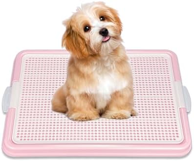 Dog Pee Pad Holder Tray, Puppy Potty Training, 22.5"x16.5", PP Plastic, Snap Lock, 4 Colors (Pink) by Unknown